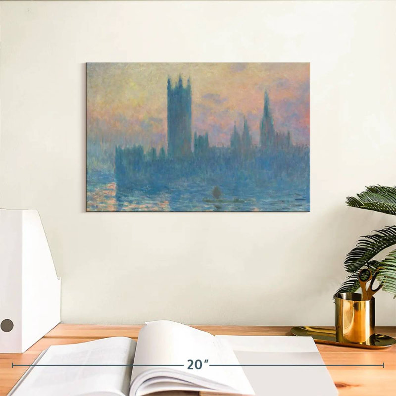 Sebbie, les maisons du Parlement, coucher de soleil, H 8 po x l 12 po