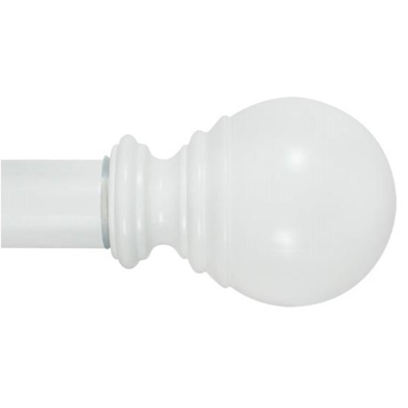 Briese Steel Adjustable Single Curtain Rod, White