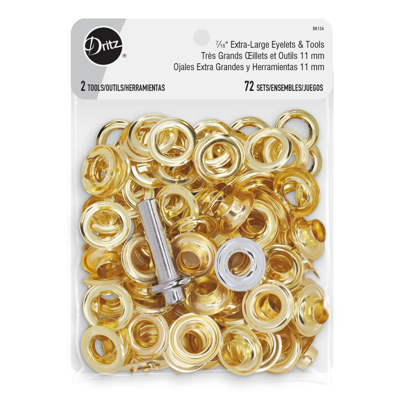 Très grands oeillets 7/16 po avec outils Dritz, or, 72 ensembles