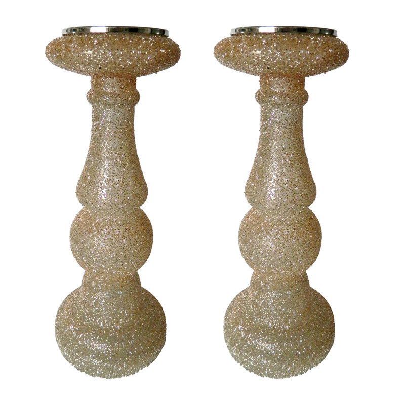 Porte-bougie champagne S / 2 15 po, H 15 po x l 6 po x P 6 po
