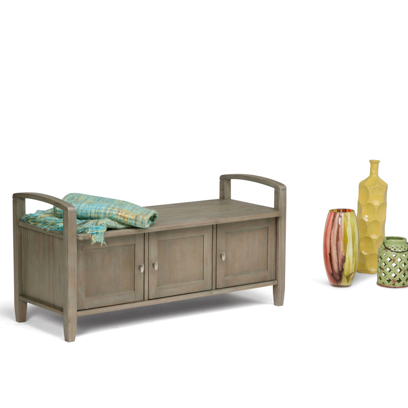 Transitional Style Entryway Storage Bench, Taupe