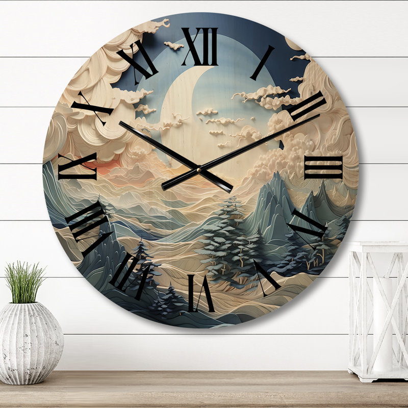 Horloge murale en bois massif Manoish, Moyenne