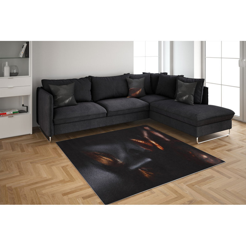 Stylish Woven Carpet (4 x 6 ft), 100% Polyester, 0.4 in Pile Height | Antibacterial, Non-Slip Underside | Machine Washable, 3D Digital Printing | Perfect for Living Room, Bedroom, and Home Decor