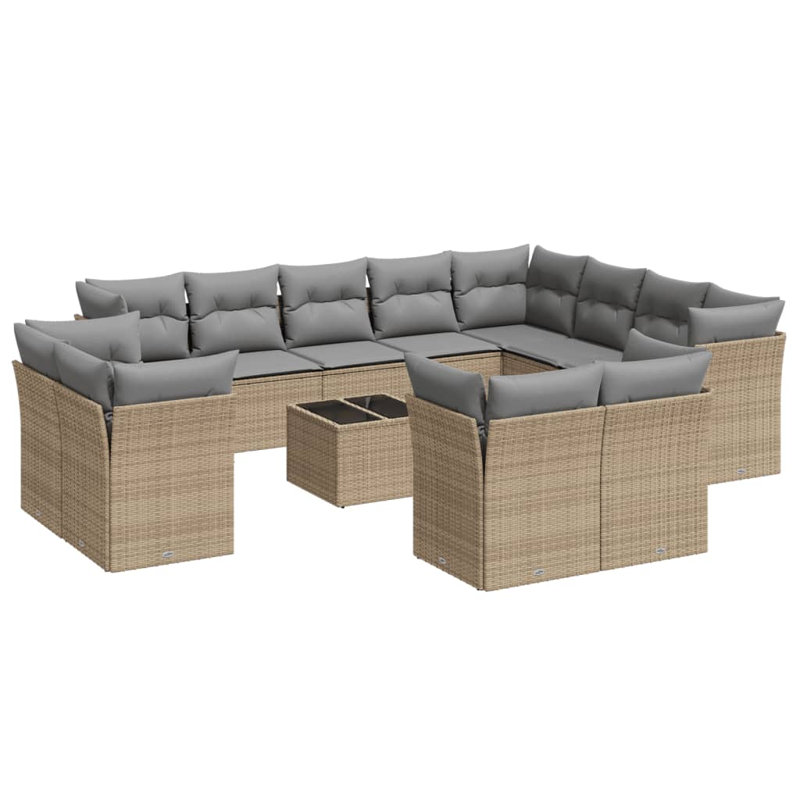  Ensemble de canapé de jardin beige, gris clair