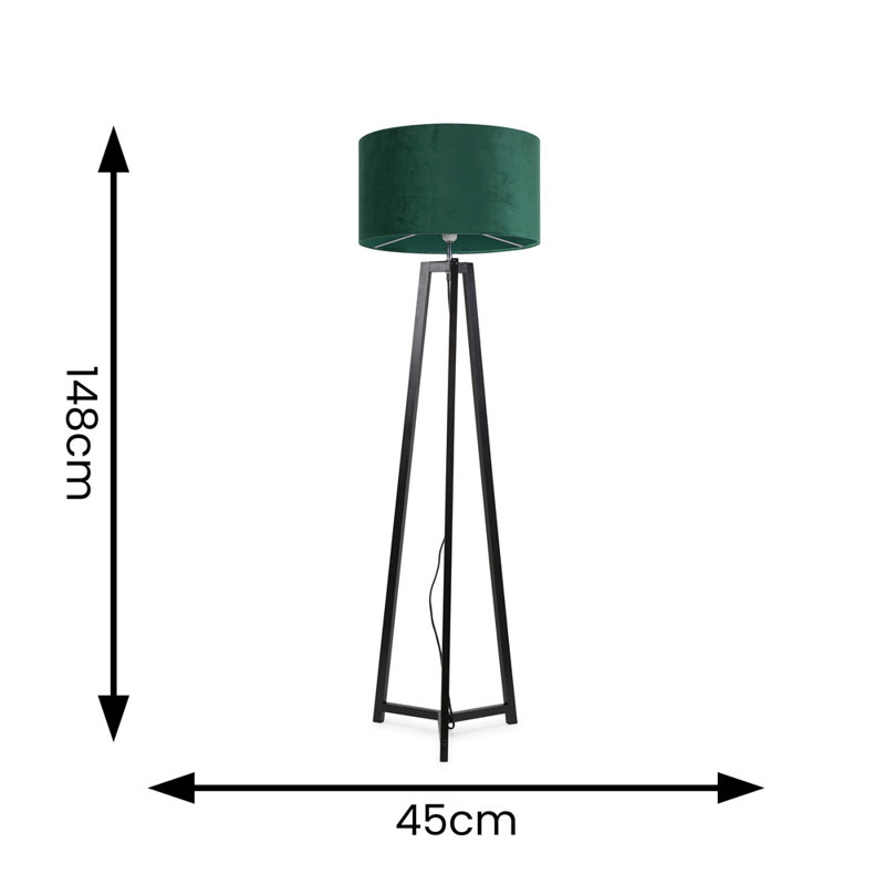 Rhavyn 148cm Traditional Floor Lamp, Matte Black, Forest Green