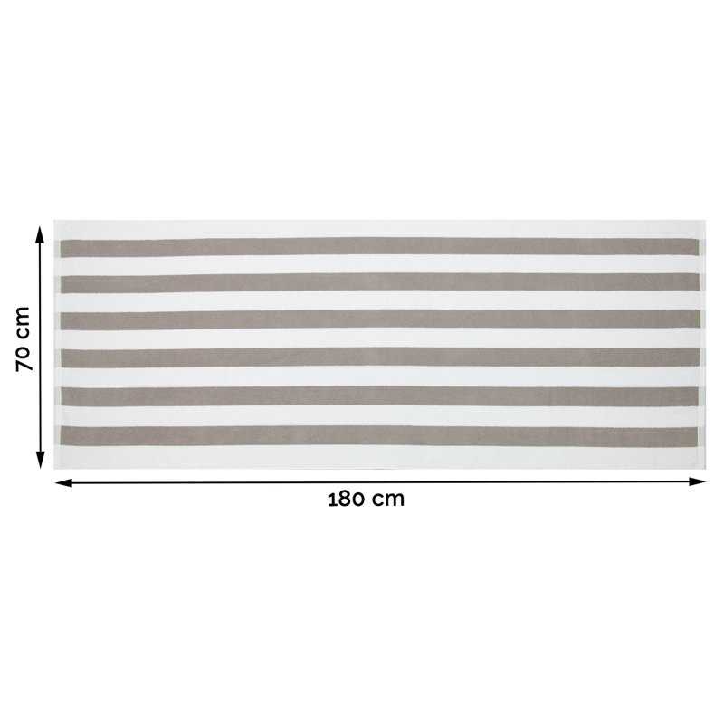 Midweight Beach Towel, Grey/White