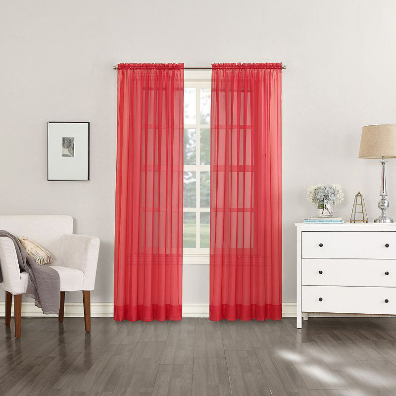 Paire de rideaux transparents avec passe-tringle Emmons, Bleu pastel
