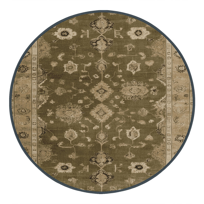Tapis brun lavable à la machine, Rond 8 pi