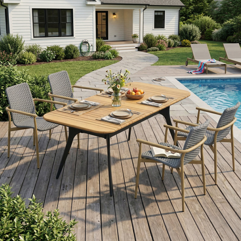 Modern 4-Person Rectangular Outdoor Dining Set