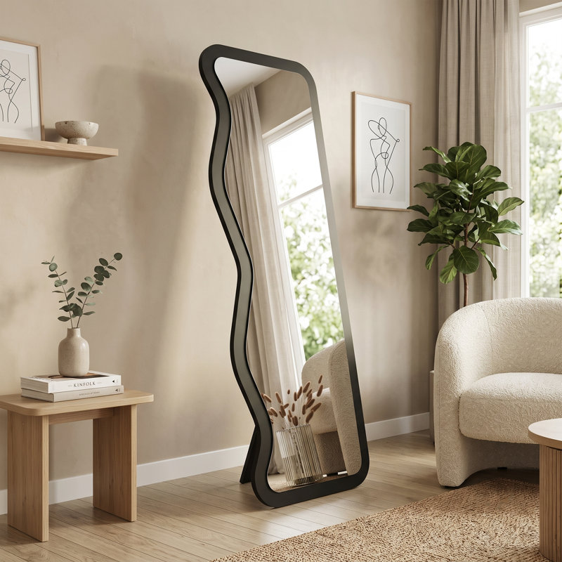 Miroir d'appoint pleine longueur The Elowen, Noir, noir, noir, noir