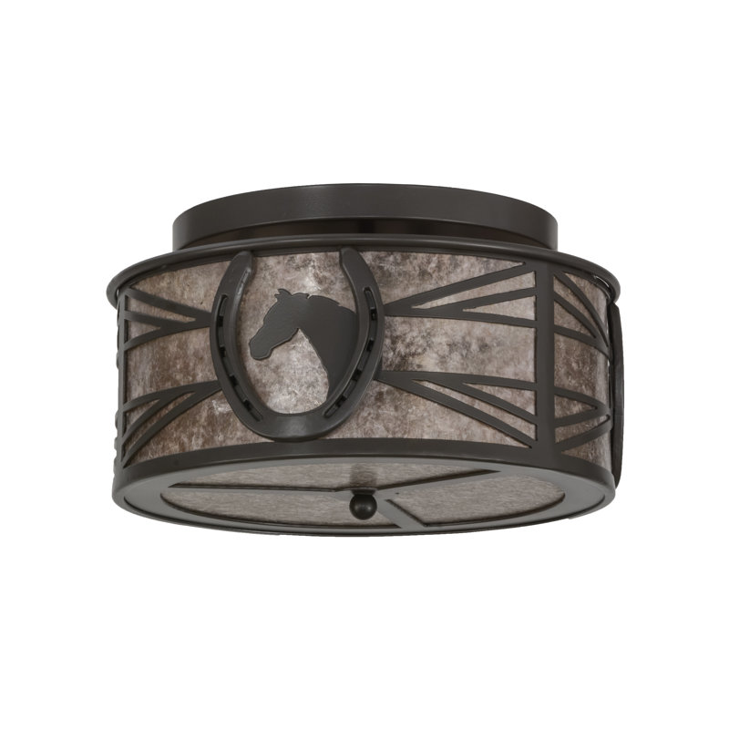 Plafonnier semi-encastré 2 lumières 14,5 po unique, Bronze intemporel