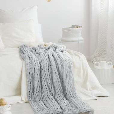 Cozy Tyme Berenice Chunky Knit Throw 40x60, Cream White