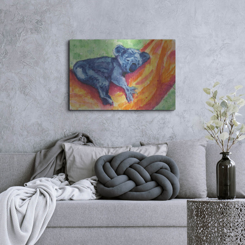 Art mural en métal luxueux «Sleepy Koala Cub» par Anika Goodhue, H 24 po x l 36 po
