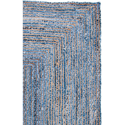 Demar Handmade Flatweave Blue/Natural Area Rug