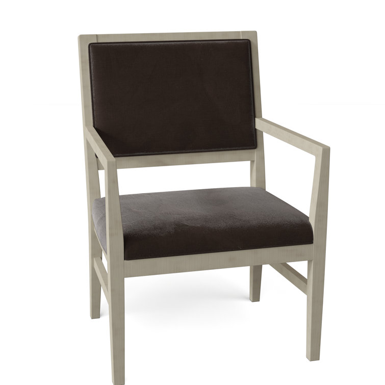 Upholstered King Louis Back Arm Chair Fairfield Chair Leg Color: Tobacco, Upholstery Color: 8789 Juniper