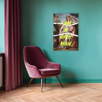 Rich Man Statement Art Bold Classic Elegant Portrait Wall Art Print 1 Piece Wrapped Canvas Wall Art