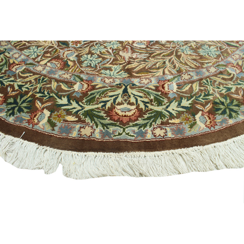 Tapis décoratif ovale en laine noué à la main de conception unique 6 pi 1 po x 6 pi 3 po new age Wali