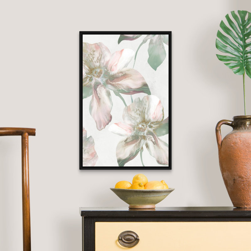 «Silk Blush I» par Eva Watts - reproduction d'art sur toile, Cadre noir, H 26 po x l 18 po x P 1,75 po