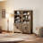 74" Tall Bookshelf With Door, Farmhouse Bookcase With Adjustable Shelf And Storage Cabinet, Library Wooden Bookshelf For Living Room, Office, Brown, Set Of 2-2043571413-2043571414