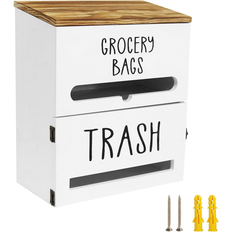 2 In 1 Trash Bag Dispenser, Double Wall Mounted,White