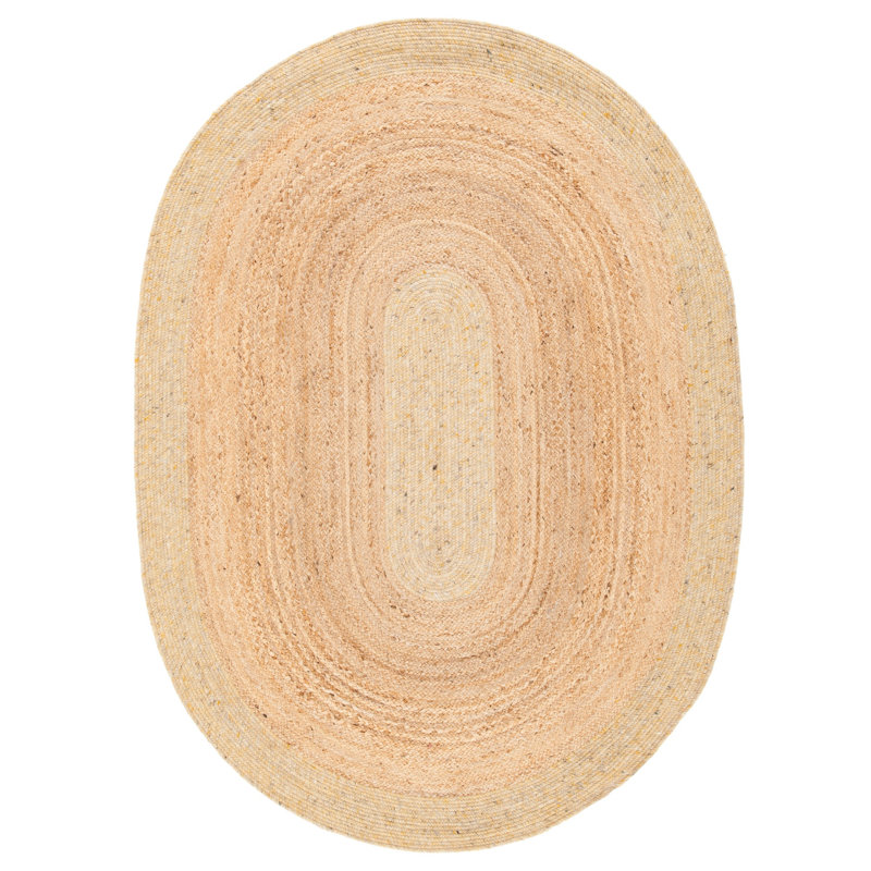 Marcum Hand Woven Jute/Wool/Cotton Rug in Gold/Natural, Oval 5' x 7'