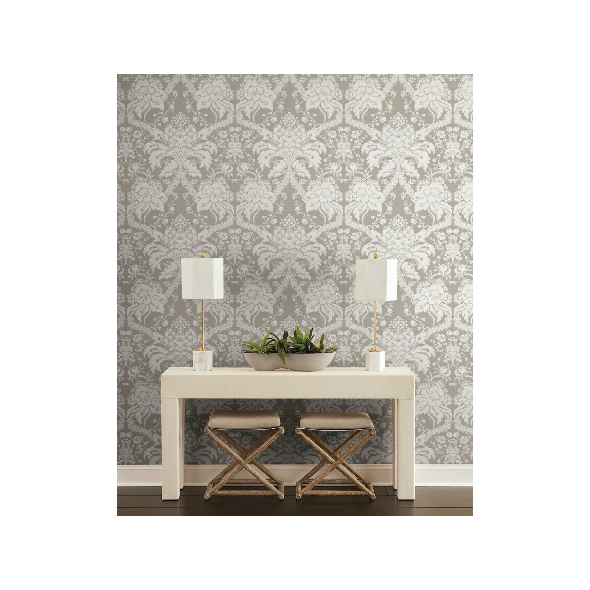 Damask Wallpaper, Beige