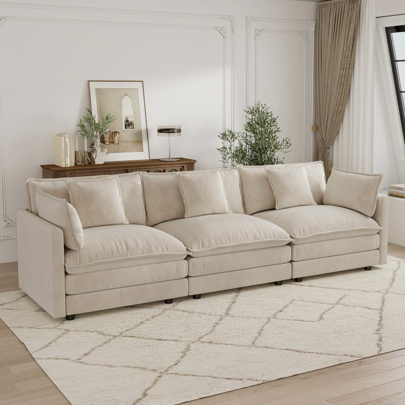 Canapé Cloud, canapé en chenille, canapé 3 places, H 33 po x l 111,4 po x P 34,2 po, Café