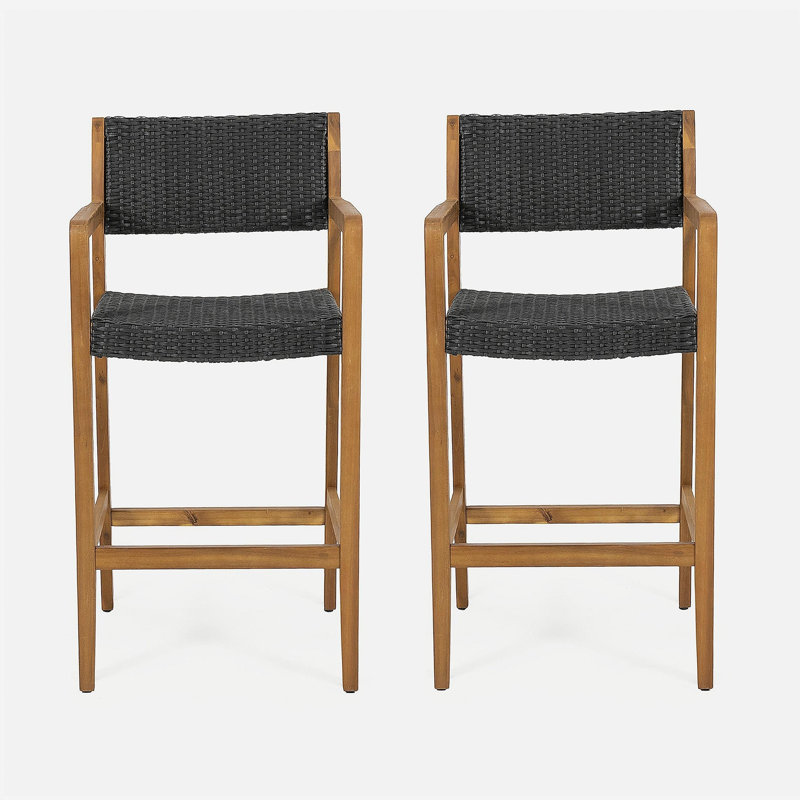 Tabouret en osier et bois Genesee