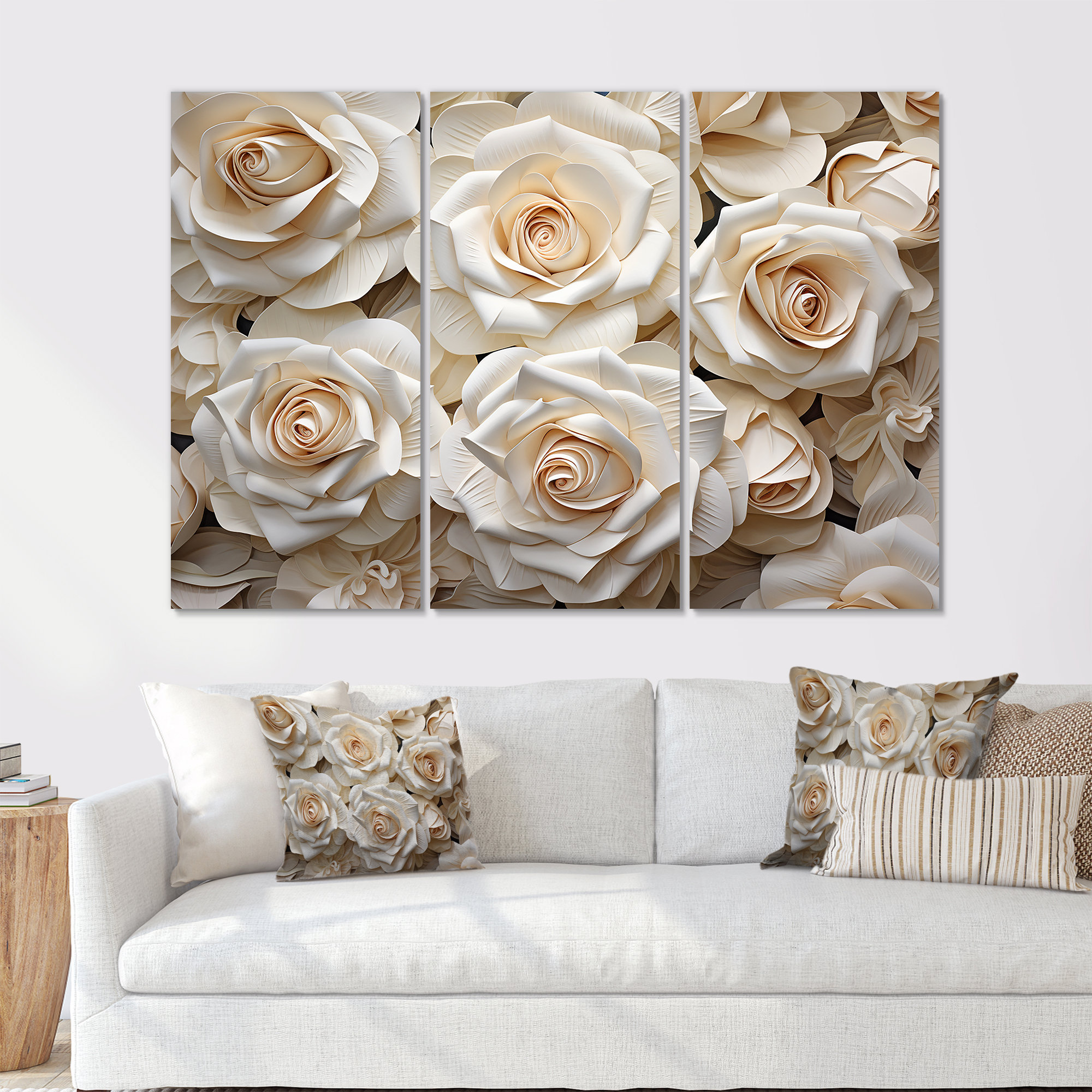Latitude Run® Minimalism Beige Roses Passion III - Roses Canvas Wall ...