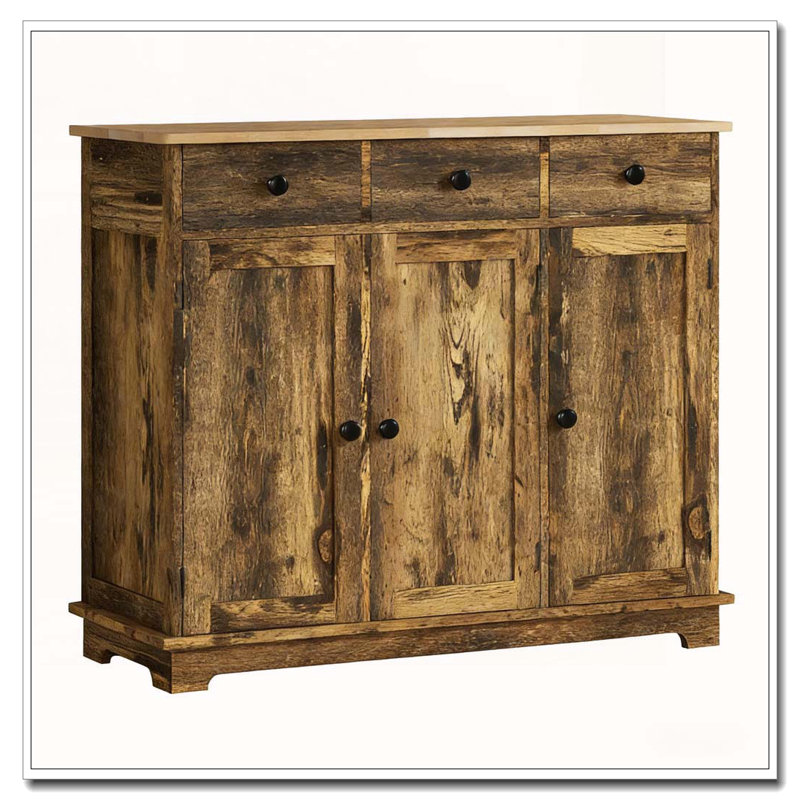 Armoire de rangement rustique avec conception anti-basculement, Marron foncé