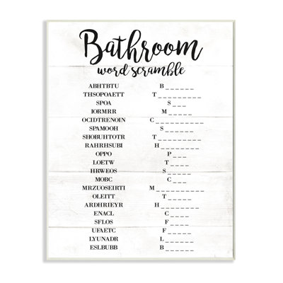 «Bathroom Word Scramble White and Black», impression