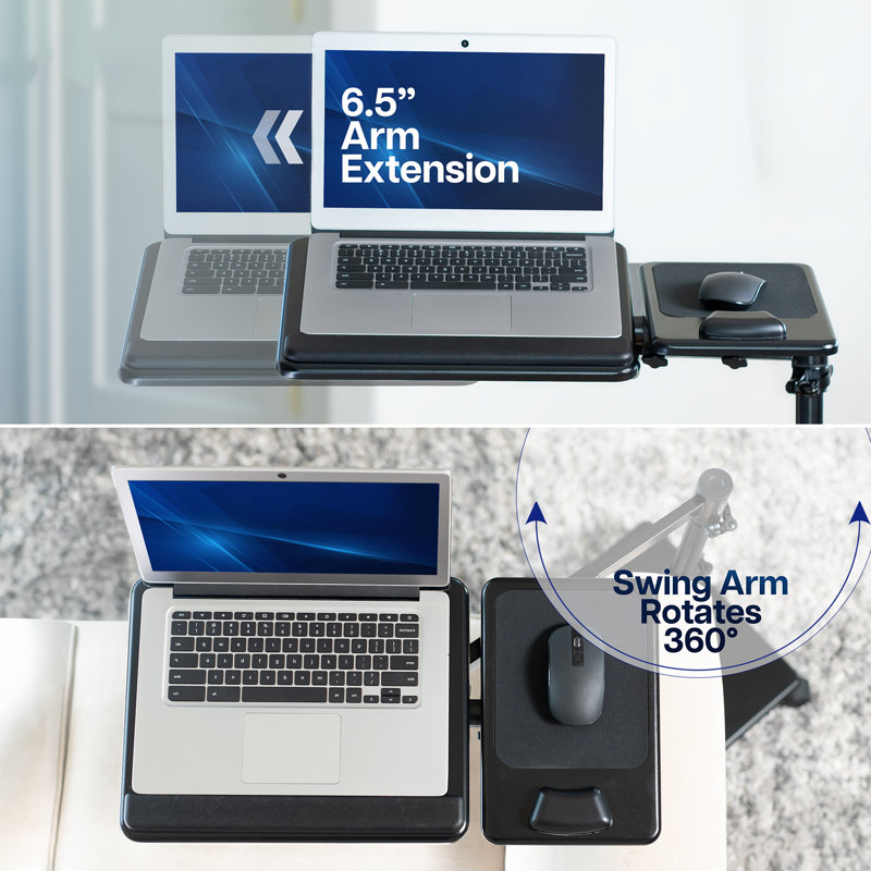 VIVO Black Laptop Cart with Extension Arm and Mouse Pad (CART-H10L)