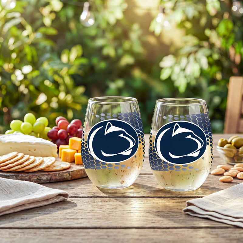 Ensemble de 2 verres à vin sans pied sous licence officielle Collegiate, 50 cl., État de Pennsylvanie