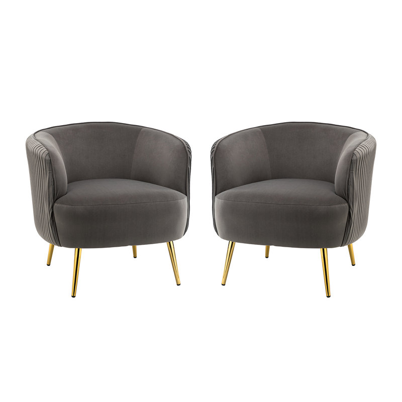 Fauteuil demi-tonneau de 31 po de largeur, Velours gris