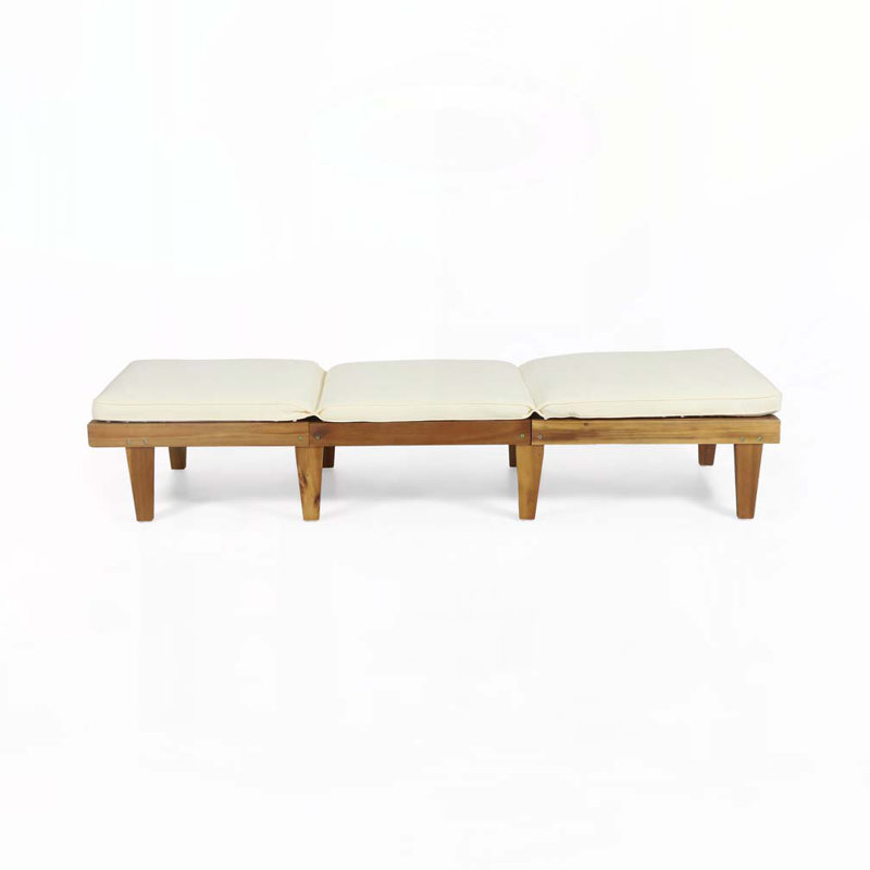 Outdoor Wood Chaise Lounge with Cushion
