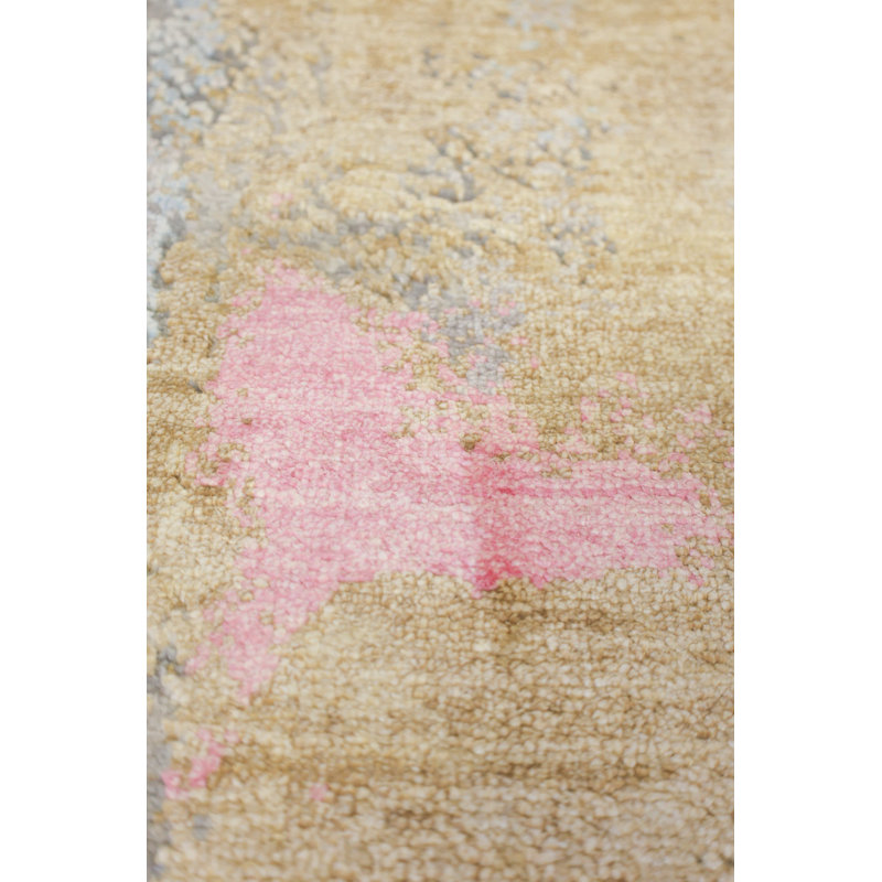 Laine et soie indiennes vieillies sur coton 10 pi x 14 pi 2 po