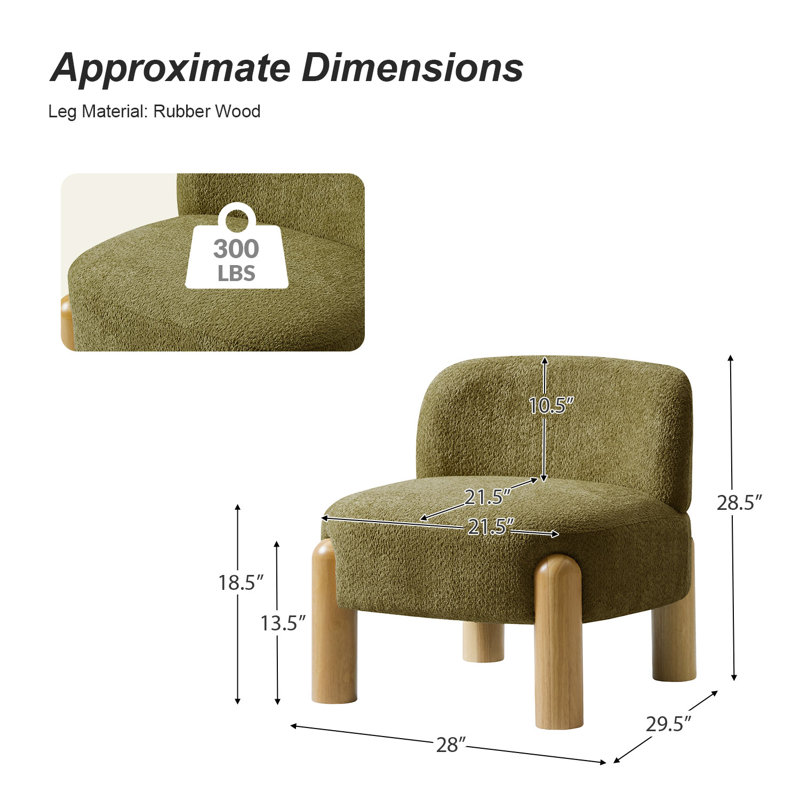 Fauteuil d'appoint moderne l 28 po avec pieds en bois massif Holmgren, Mousse