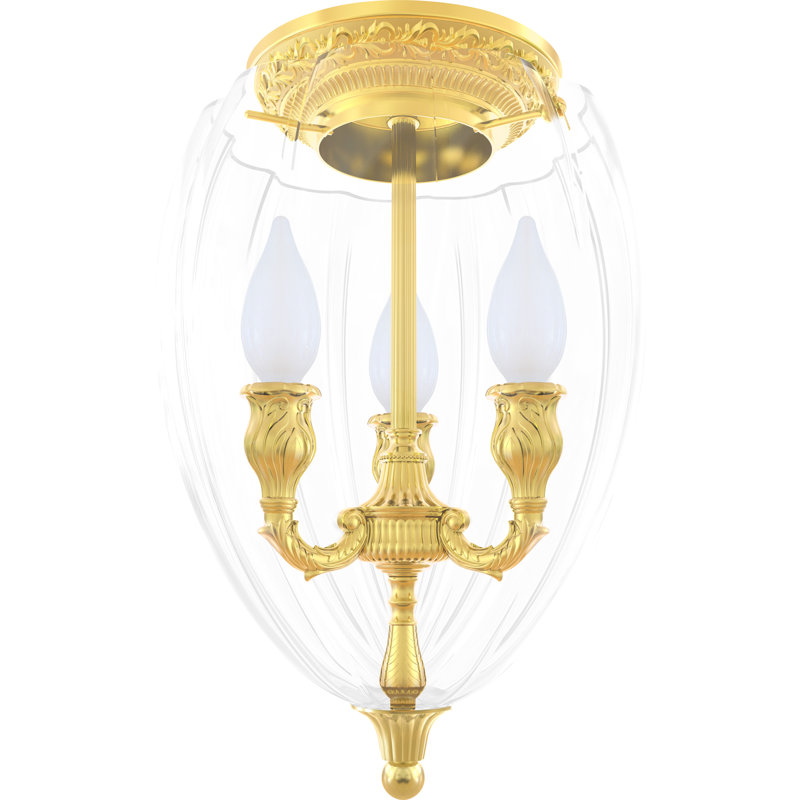 Fleischer Glass LED Semi Flush Mount, Bright Gold