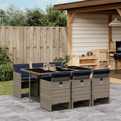 Hokku Designs 5 Piece Patio Dining Set With Cushions Brown Poly Rattan