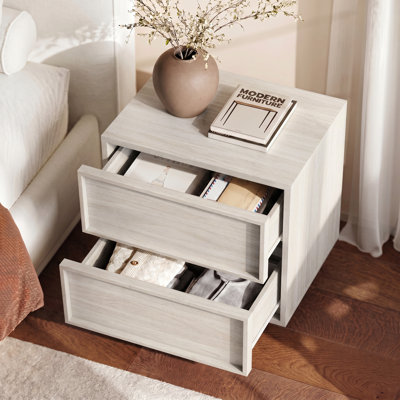 18. 9"W Wooden Nightstand with 2 Drawers