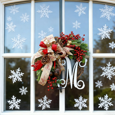 Couronne de Noël de 30 cm - Porte suspendue de style américain avec cercle de fruits rouges et de rotin, couronne artificielle pour la maison de ferme intérieure extérieure