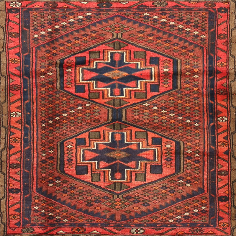 Tapis oriental orange, Carré 7 pi