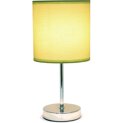  Mini lampe de table chromée avec abat-jour en tissu pour bureau de chevet et chambre à coucher