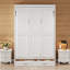 Lit escamotable double avec 2 tiroirs de rangement, lit escamotable mural compact pour petite chambre à coucher, beige