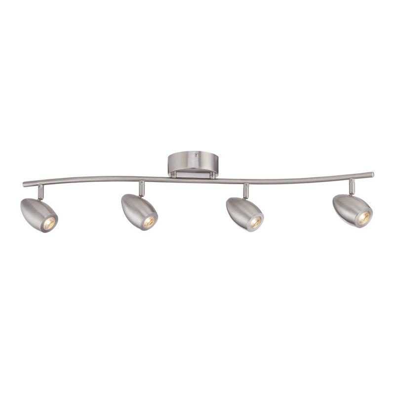 Brushed Nickel 4-Light Curved Track Bar with LED Lights
