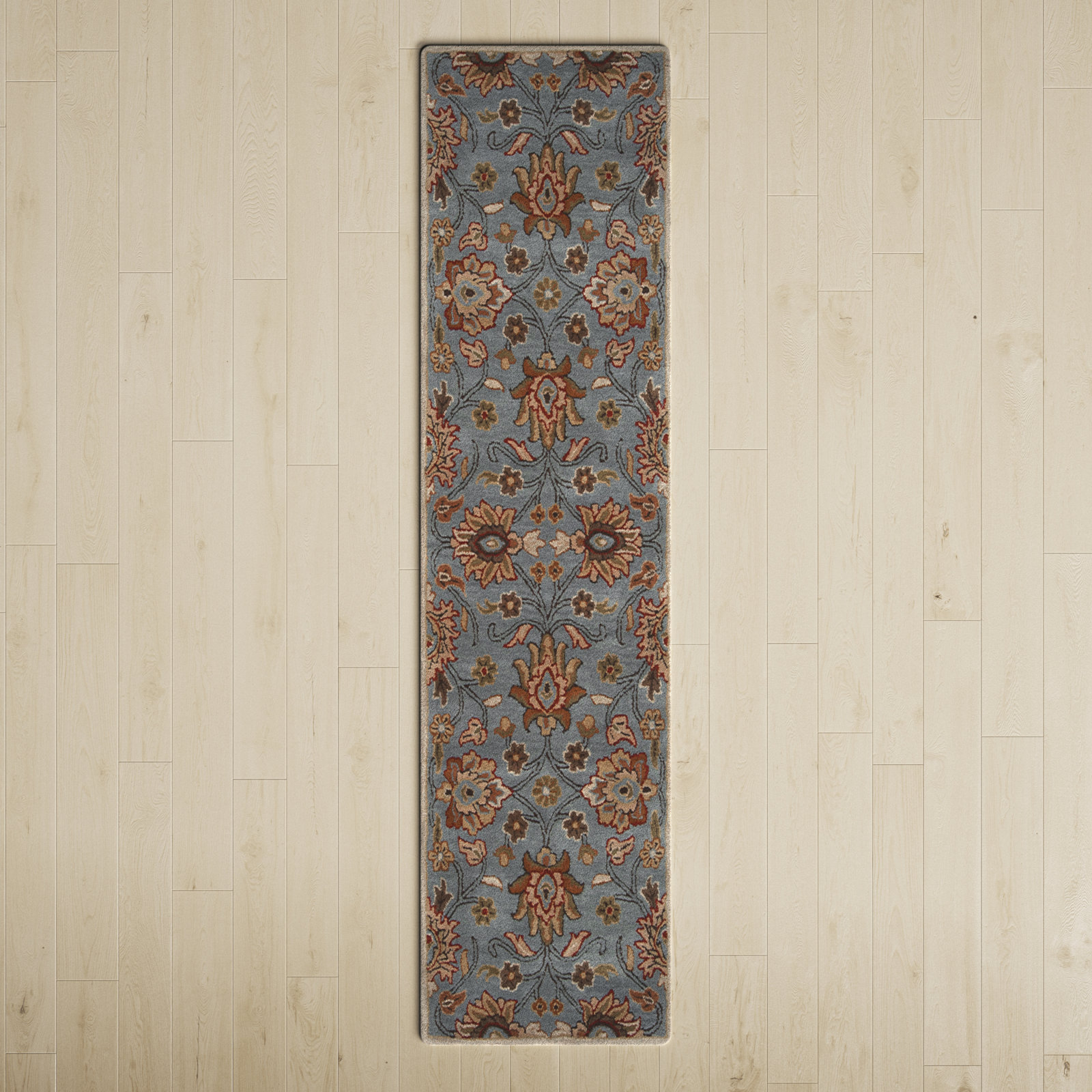 Arden Medium Gray Hand-Tufted Wool Floral Rug, Rectangle 3' x 12'