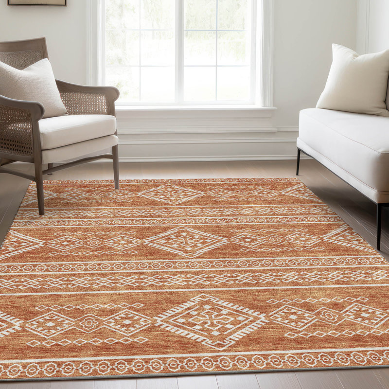 Tapis en cuivre Prisco lavable à la machine de qualité supérieure, Rectangulaire 8 pi x 10 pi
