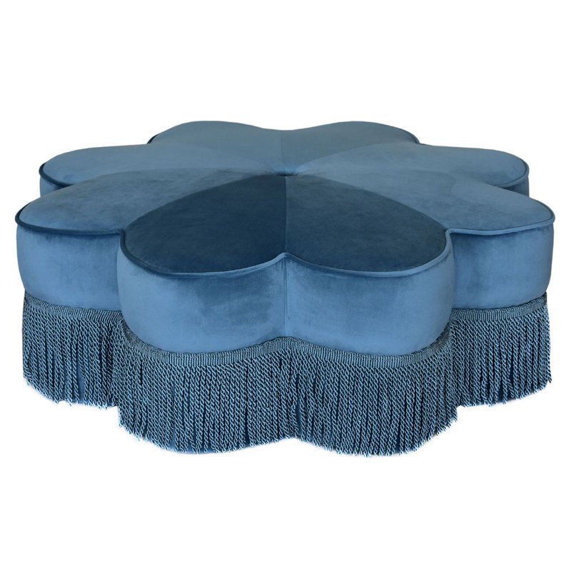 Everly Quinn Khan 40.9" Velvet Flower Ottoman