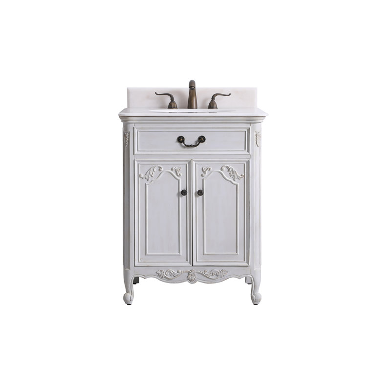 Angelique 27'' Single Bathroom Vanity with Top, Vintage Mint, Guangxi White
