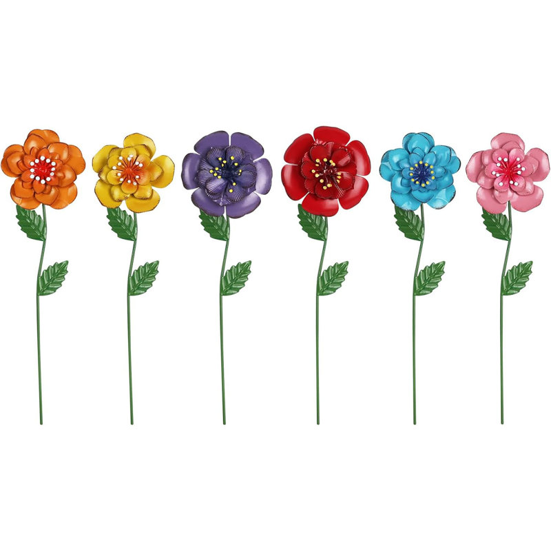 Ensemble de 6 piquets de jardin décoratifs en métal